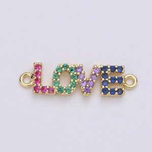 Love colorful crystal pendent  gold filled pendent